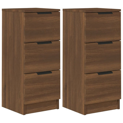vidaXL Commode 2 pcs Aspect chêne marron 30x30x70 cm Bois d'ingénierie