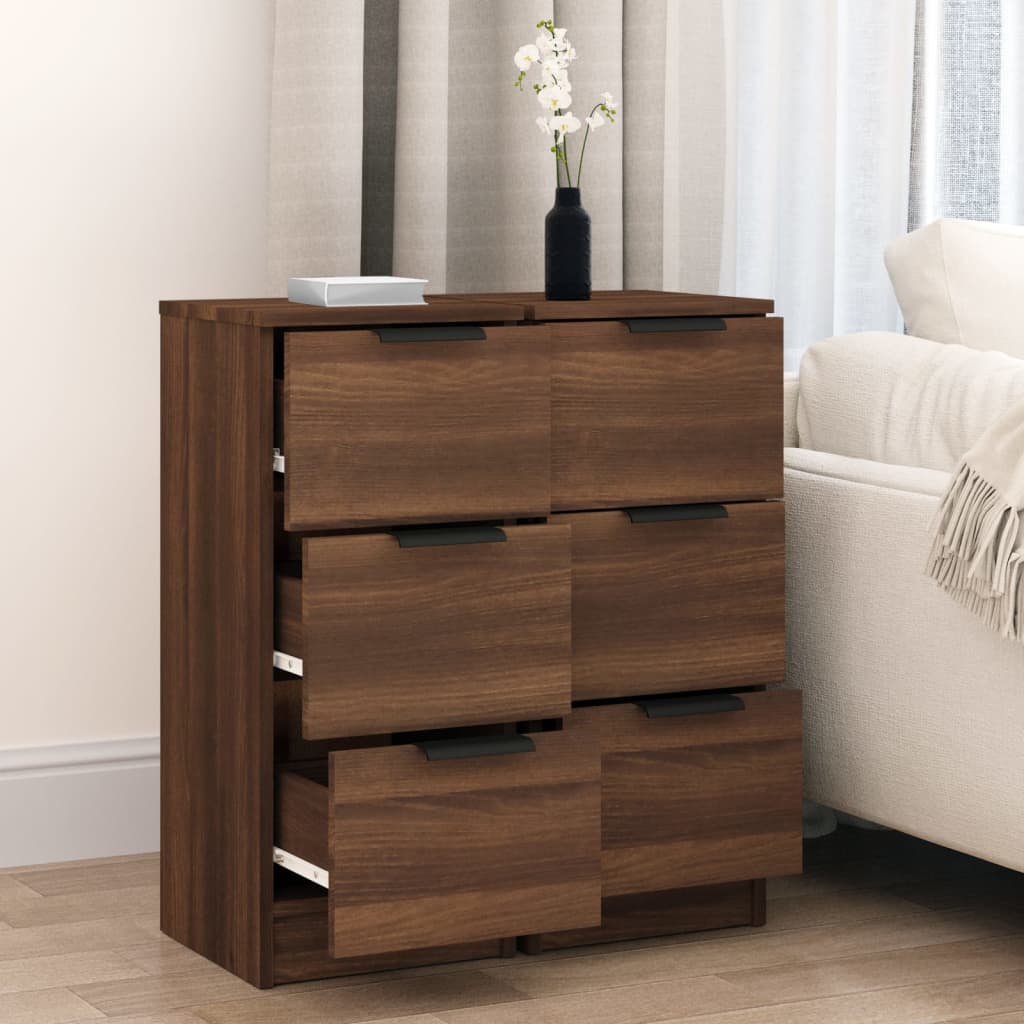 vidaXL Commode 2 pcs Aspect chêne marron 30x30x70 cm Bois d'ingénierie