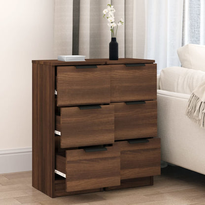 vidaXL Commode 2 pcs Aspect chêne marron 30x30x70 cm Bois d'ingénierie