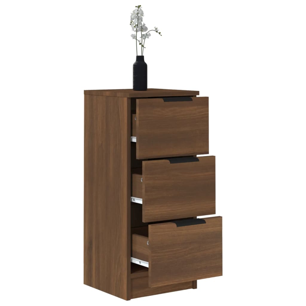 vidaXL Commode 2 pcs Aspect chêne marron 30x30x70 cm Bois d'ingénierie