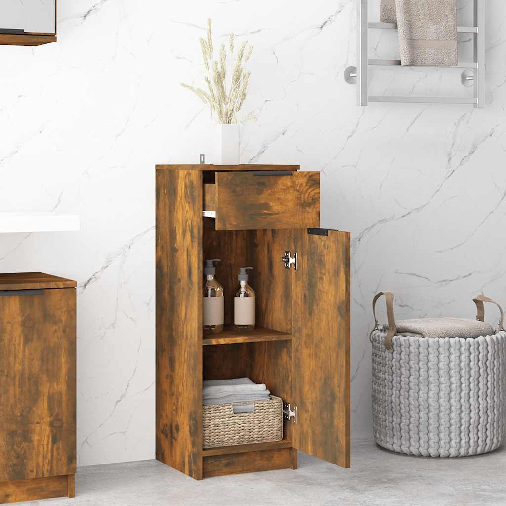 vidaXL Badschrank Räuchereiche 32x34x90 cm Holzwerkstoff
