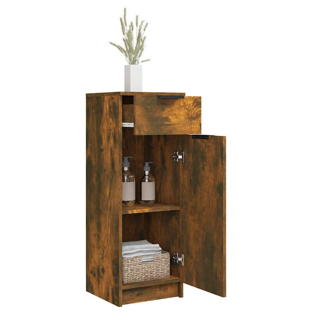 vidaXL Badschrank Räuchereiche 32x34x90 cm Holzwerkstoff