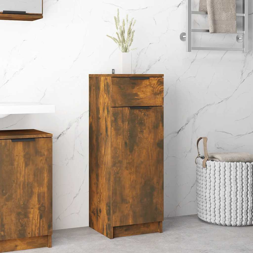 vidaXL Badschrank Räuchereiche 32x34x90 cm Holzwerkstoff