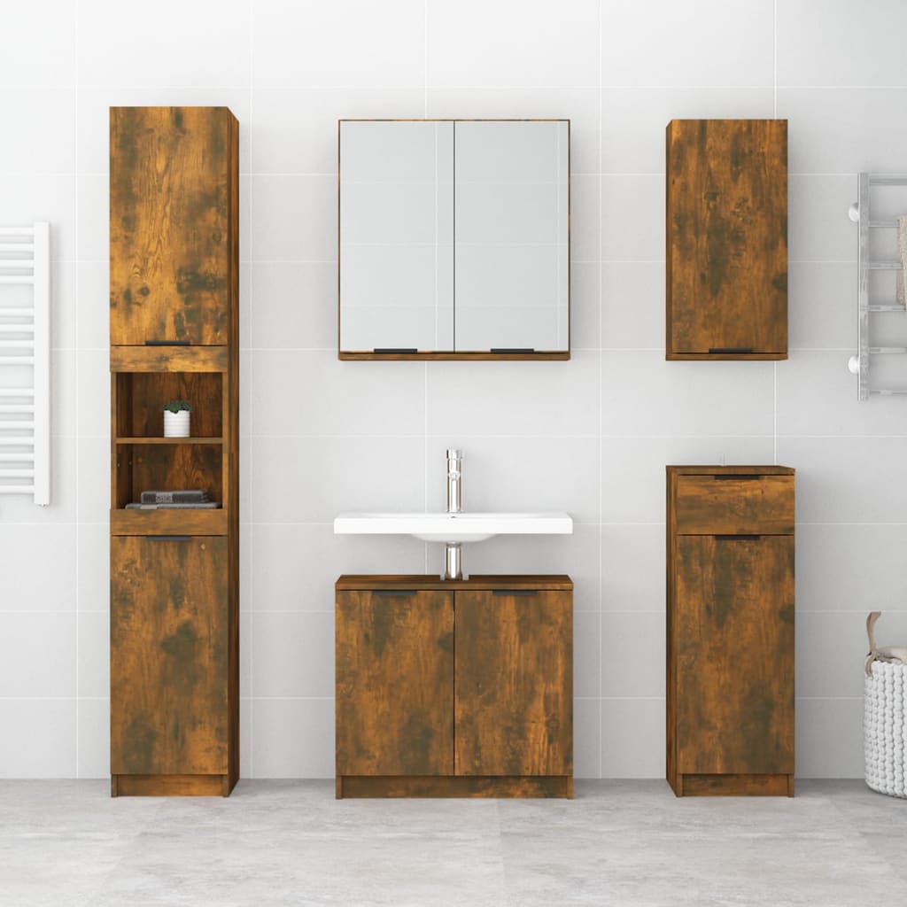 vidaXL Armoire murale de salle de bain chêne fumé 32x20x67 cm