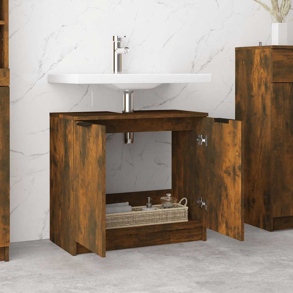 vidaXL Badschrank Räuchereiche 64,5x33,5x59 cm Holzwerkstoff