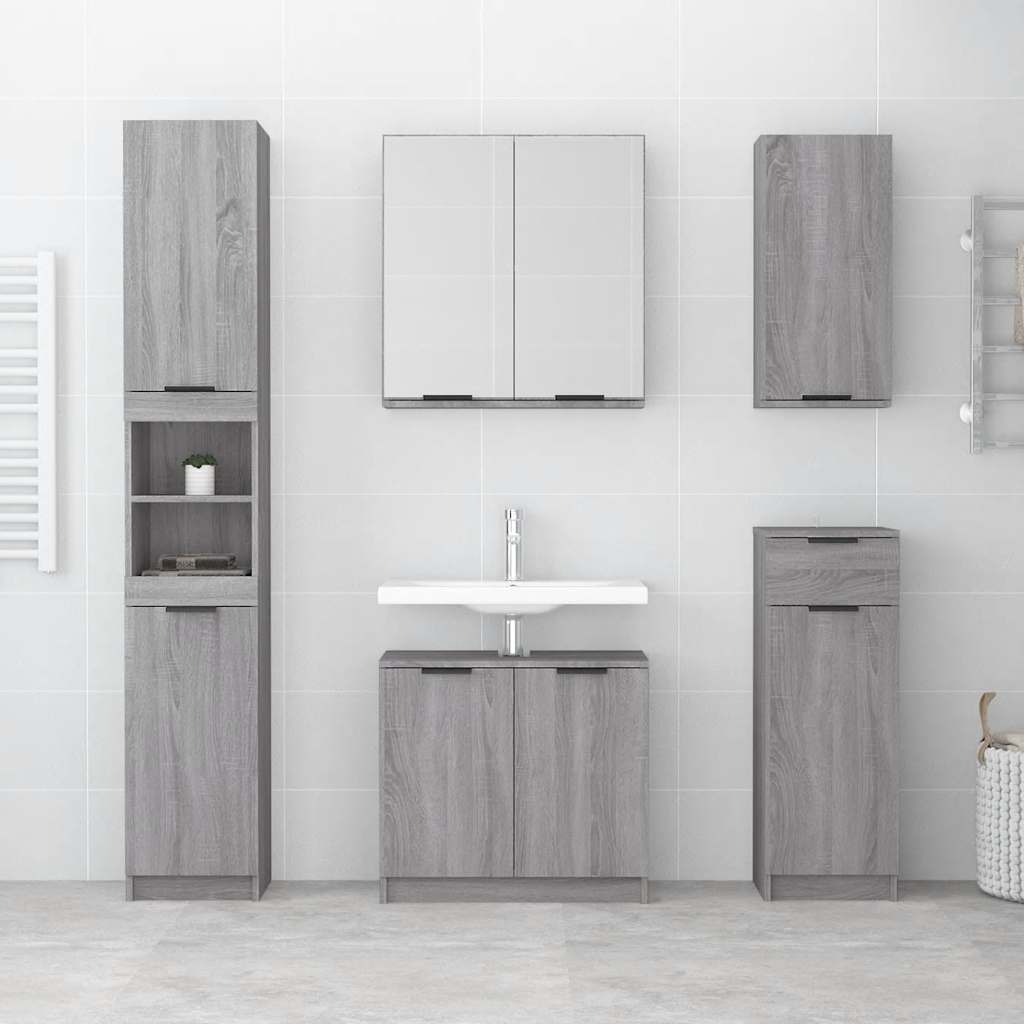vidaXL Badschrank Grau Sonoma 64,5x33,5x59 cm Holzwerkstoff