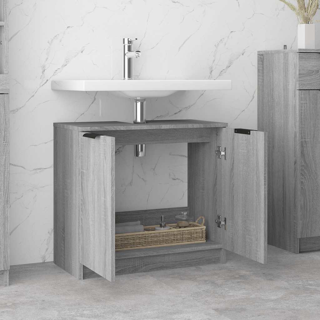 vidaXL Badschrank Grau Sonoma 64,5x33,5x59 cm Holzwerkstoff