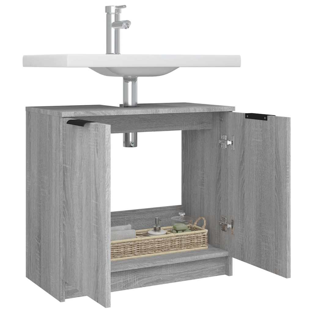 vidaXL Badschrank Grau Sonoma 64,5x33,5x59 cm Holzwerkstoff