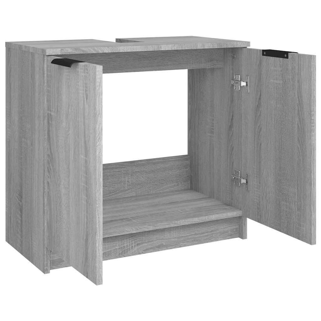 vidaXL Badschrank Grau Sonoma 64,5x33,5x59 cm Holzwerkstoff