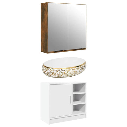 Bad-Spiegelschrank Räuchereiche 64x20x67 cm