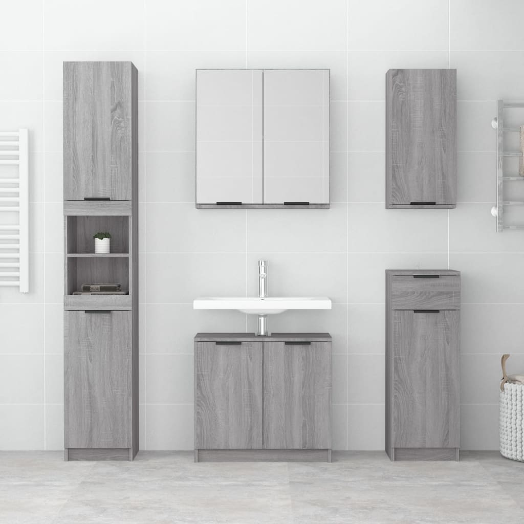 vidaXL Bad-Spiegelschrank Grau Sonoma 64x20x67 cm