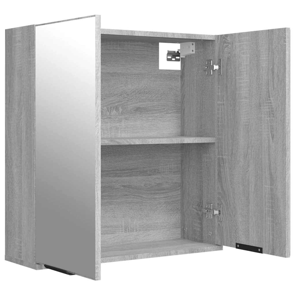 vidaXL Bad-Spiegelschrank Grau Sonoma 64x20x67 cm
