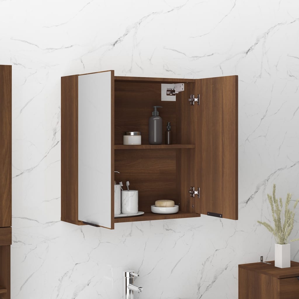 vidaXL Bad-Spiegelschrank Braun Eichen-Optik 64x20x67 cm