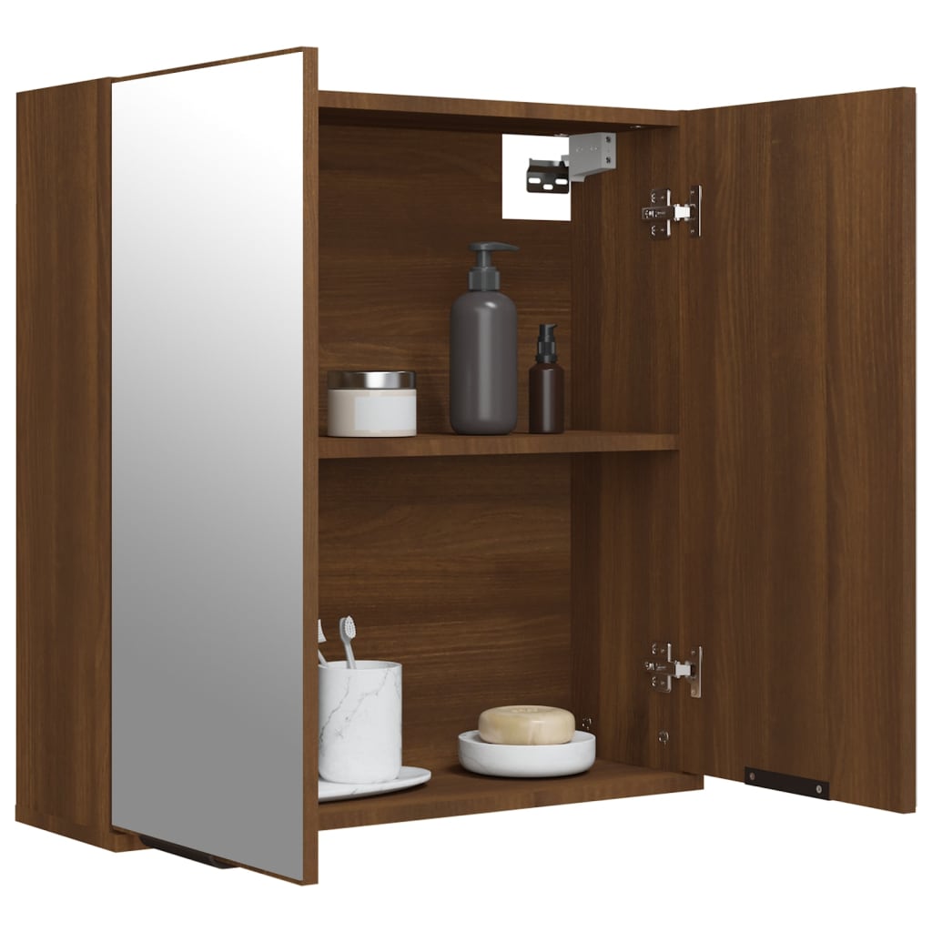 vidaXL Bad-Spiegelschrank Braun Eichen-Optik 64x20x67 cm