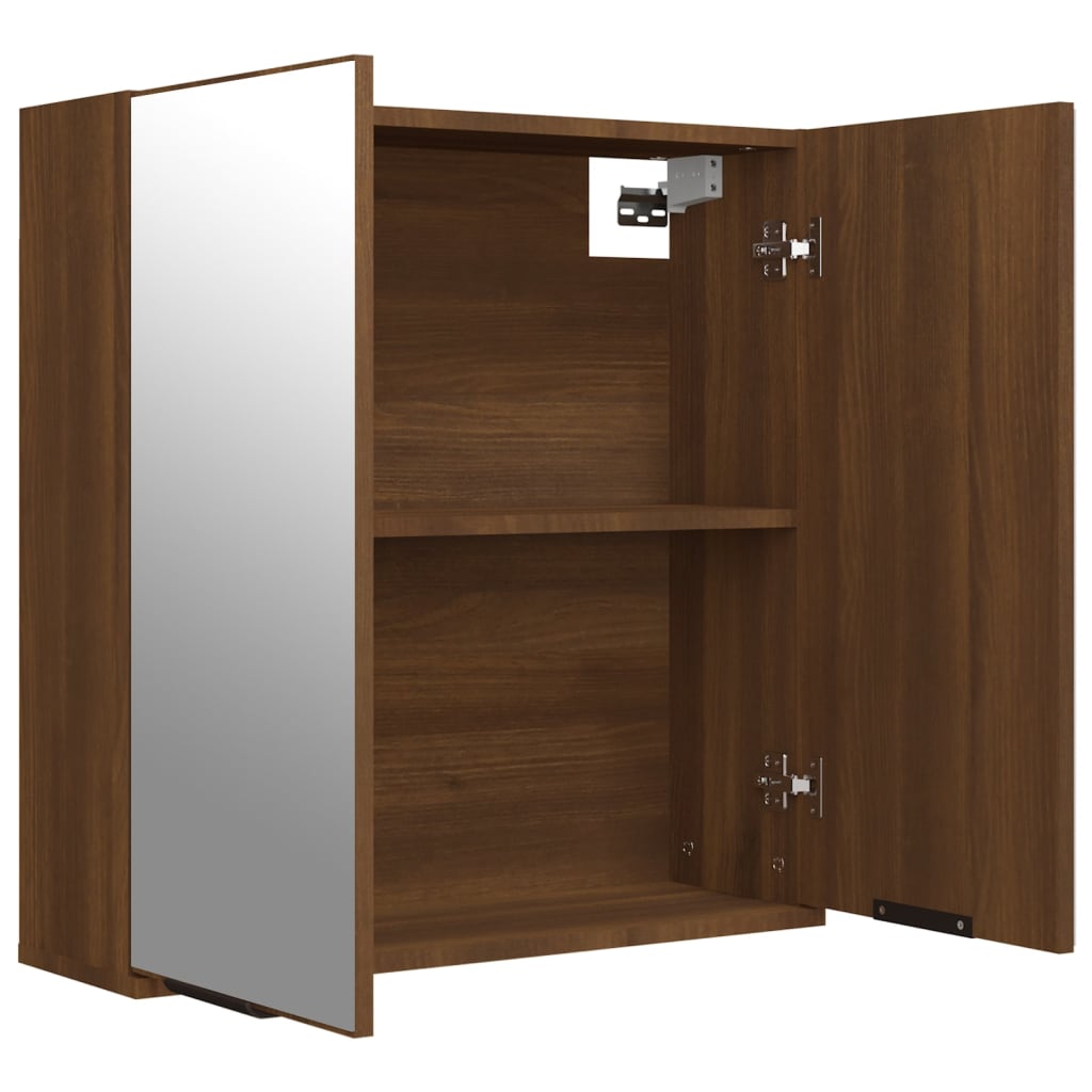 vidaXL Bad-Spiegelschrank Braun Eichen-Optik 64x20x67 cm