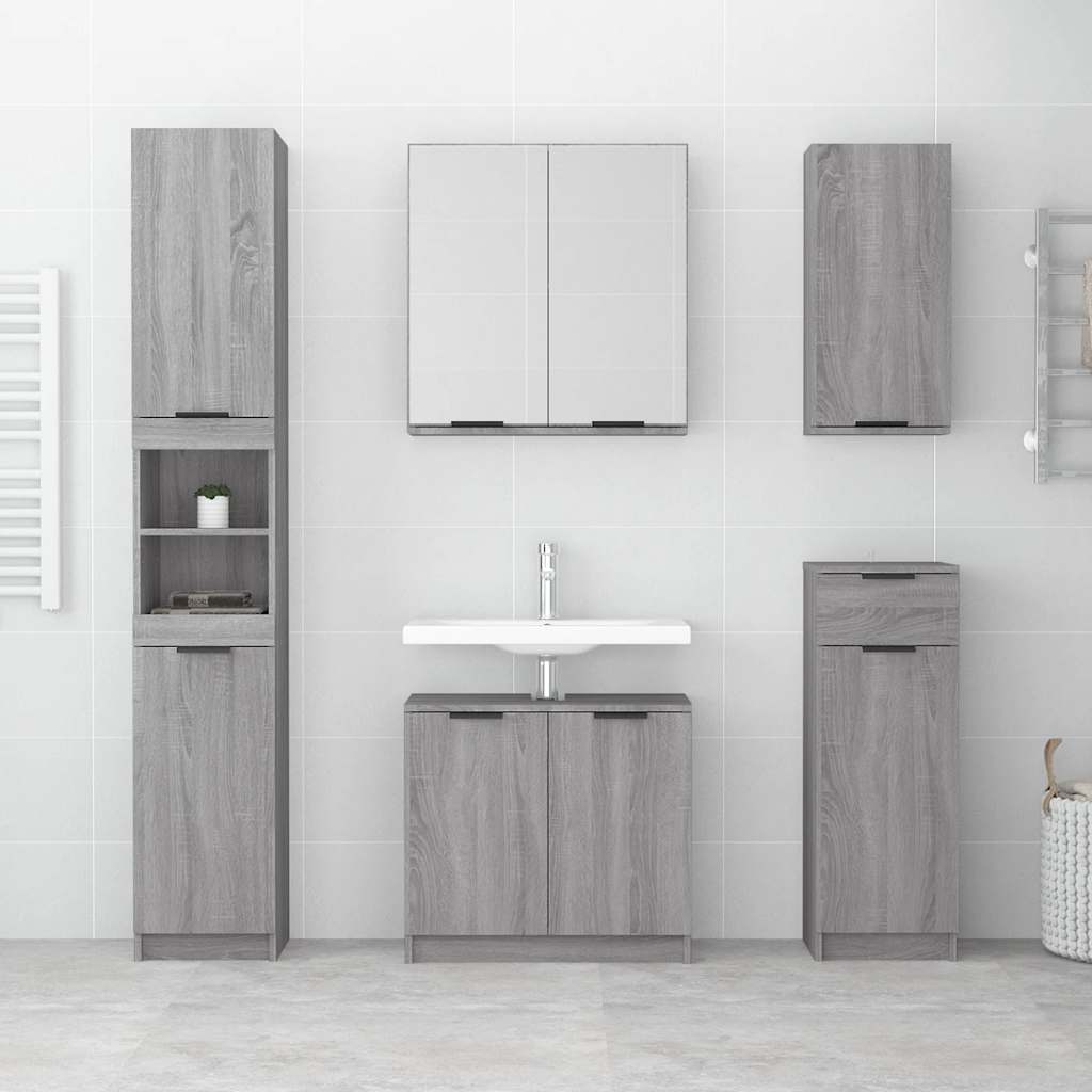 vidaXL Badschrank Grau Sonoma 32x34x188,5 cm Holzwerkstoff