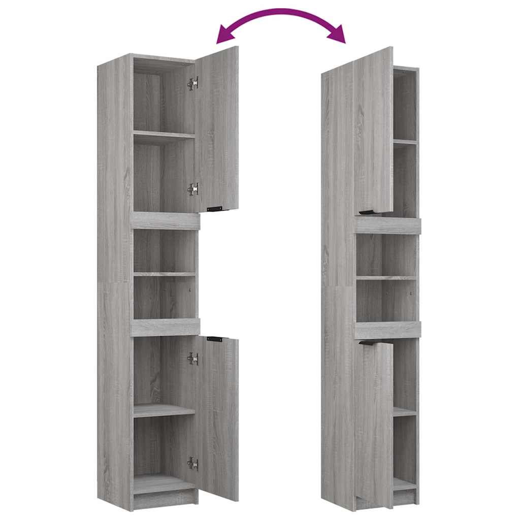 vidaXL Badschrank Grau Sonoma 32x34x188,5 cm Holzwerkstoff