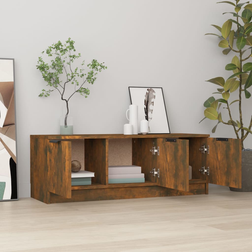 Meuble TV vidaXL chêne fumé 102x35x36,5 cm bois d'ingénierie