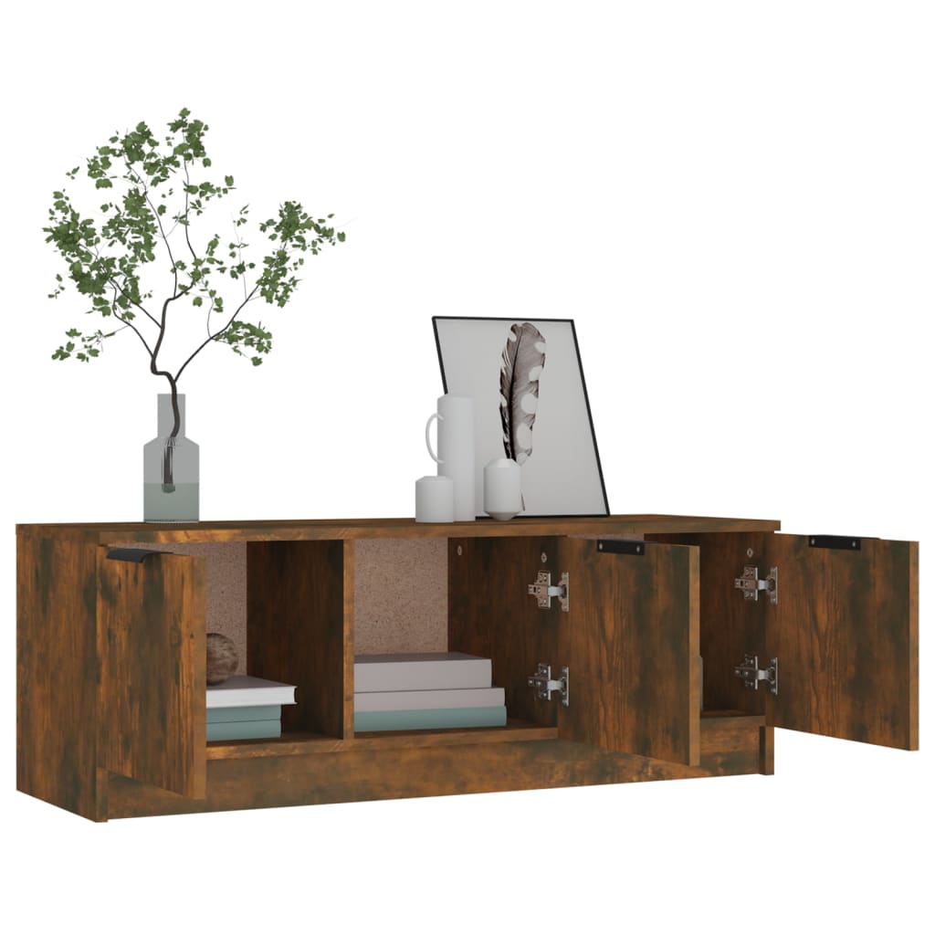Meuble TV vidaXL chêne fumé 102x35x36,5 cm bois d'ingénierie