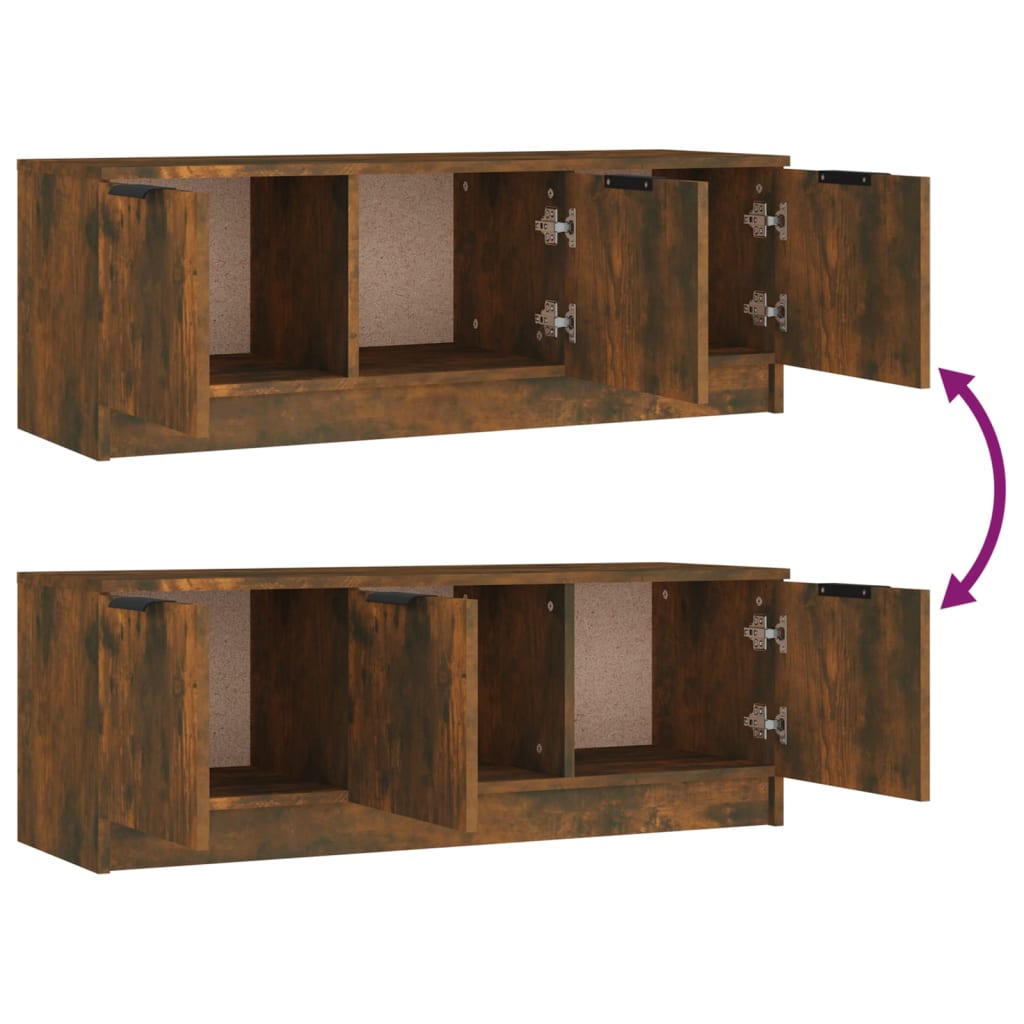 Meuble TV vidaXL chêne fumé 102x35x36,5 cm bois d'ingénierie