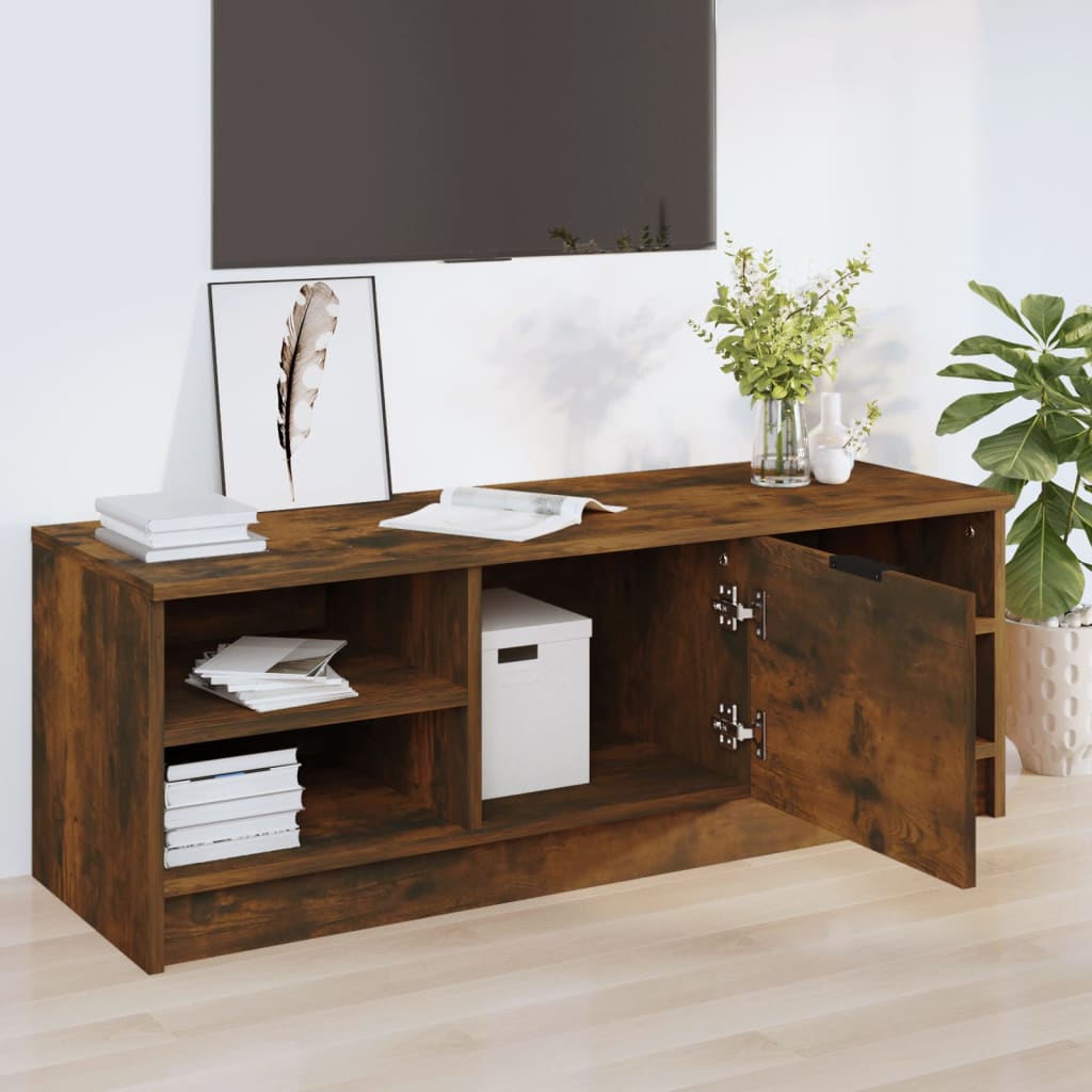 vidaXL Meuble TV chêne fumé 102x35,5x36,5 cm bois d'ingénierie