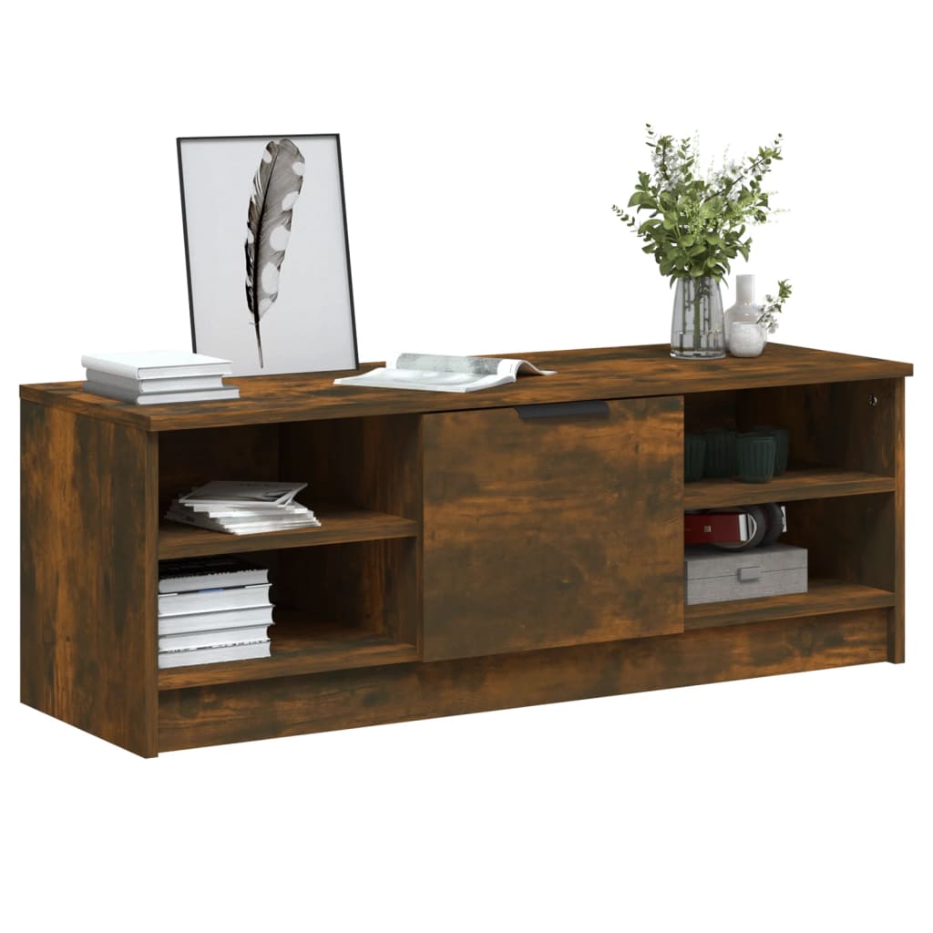 vidaXL Meuble TV chêne fumé 102x35,5x36,5 cm bois d'ingénierie