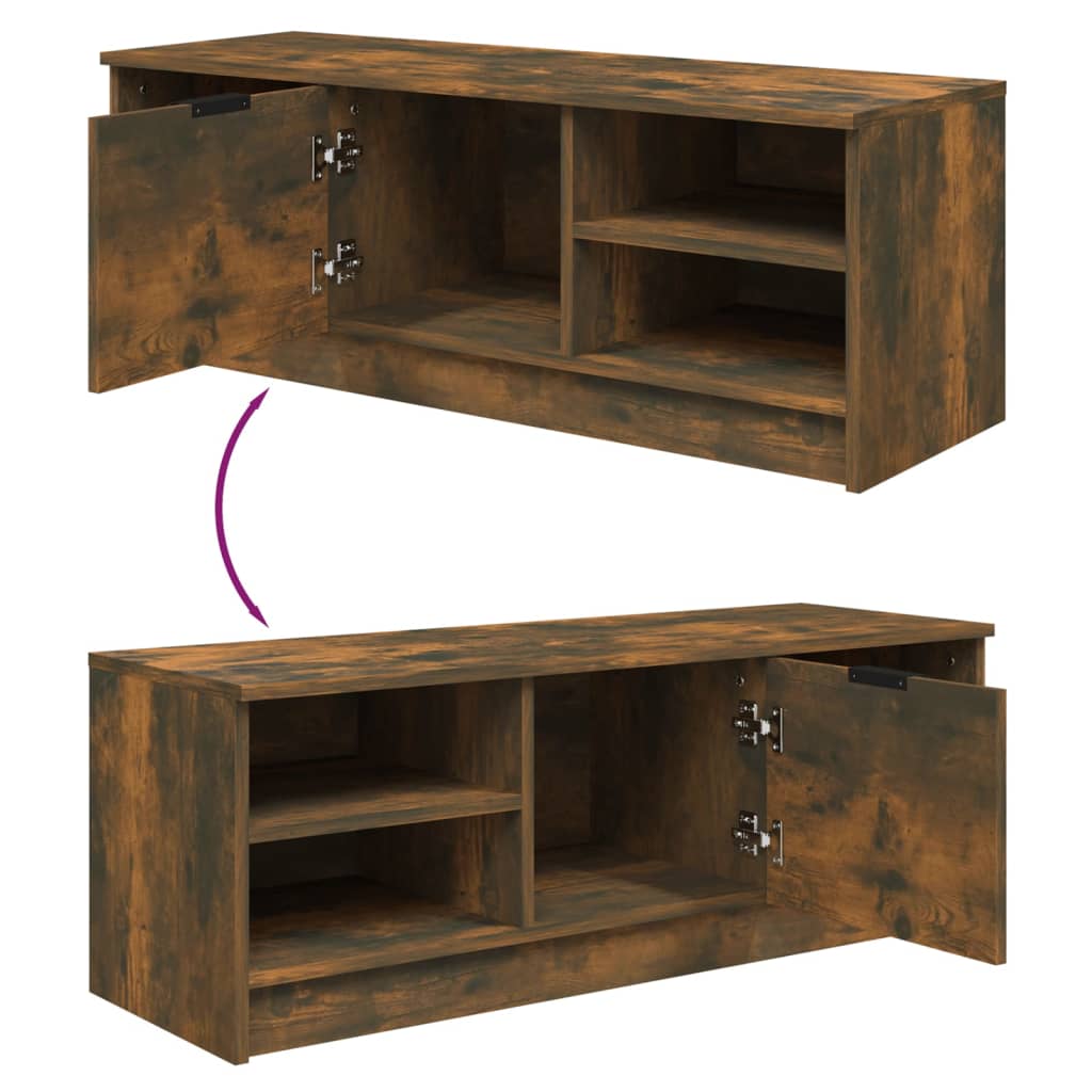 vidaXL Meuble TV chêne fumé 102x35,5x36,5 cm bois d'ingénierie