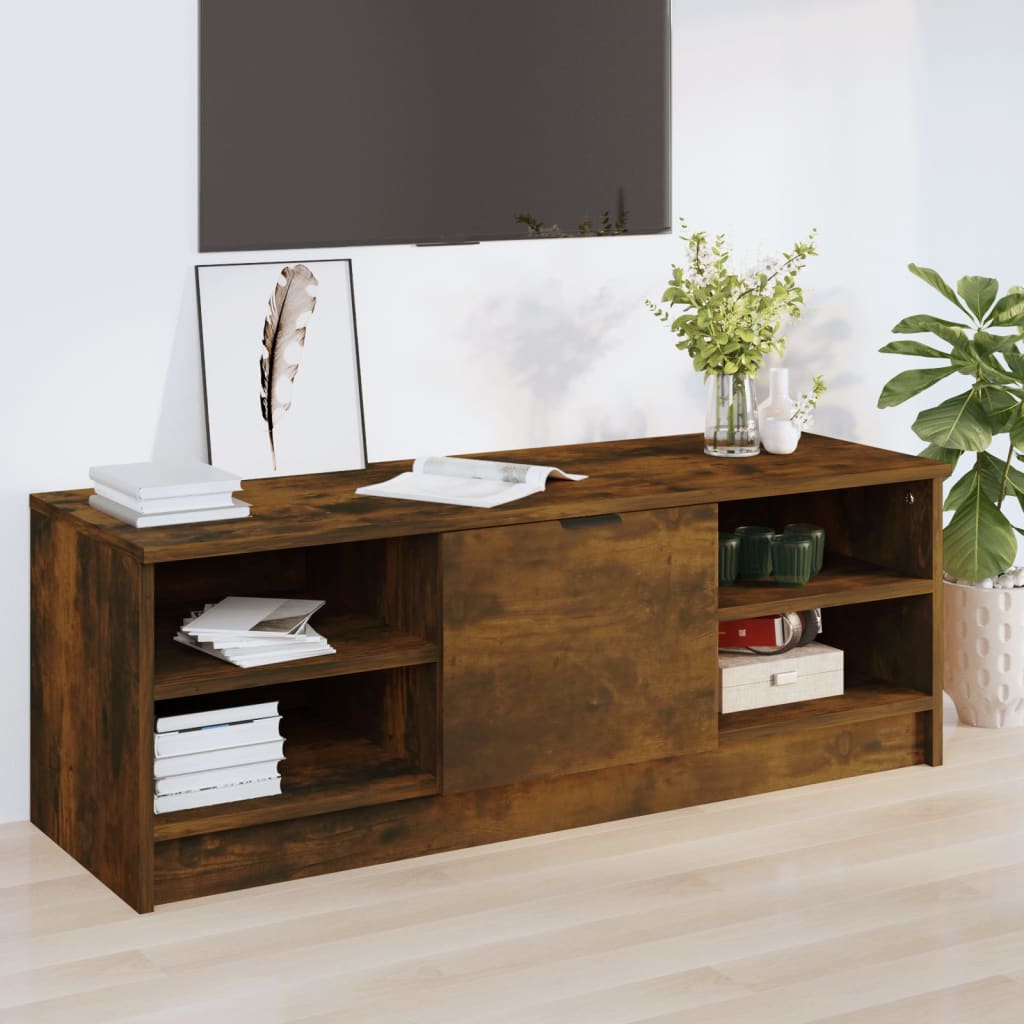 vidaXL Meuble TV chêne fumé 102x35,5x36,5 cm bois d'ingénierie