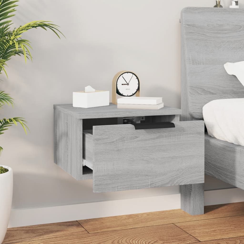 vidaXL Wand-Nachttisch Grau Sonoma 34x30x20 cm