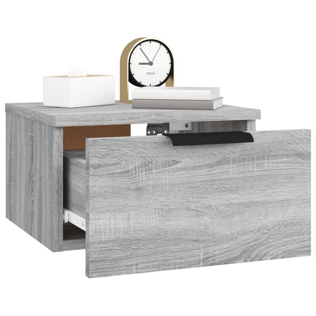 vidaXL Wand-Nachttisch Grau Sonoma 34x30x20 cm
