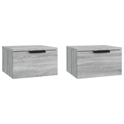 vidaXL Wand-Nachttische 2 Stk. Grau Sonoma 34x30x20 cm