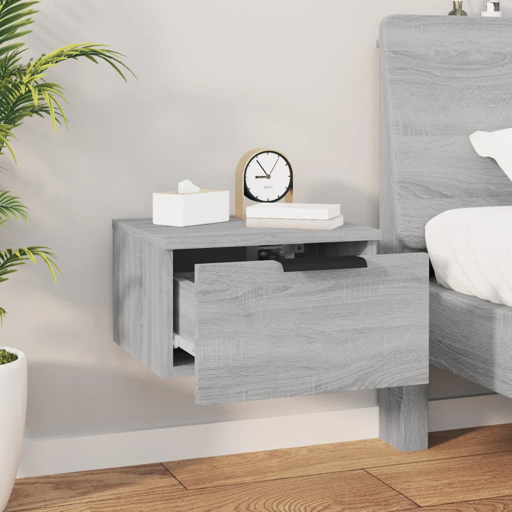 vidaXL Wand-Nachttische 2 Stk. Grau Sonoma 34x30x20 cm