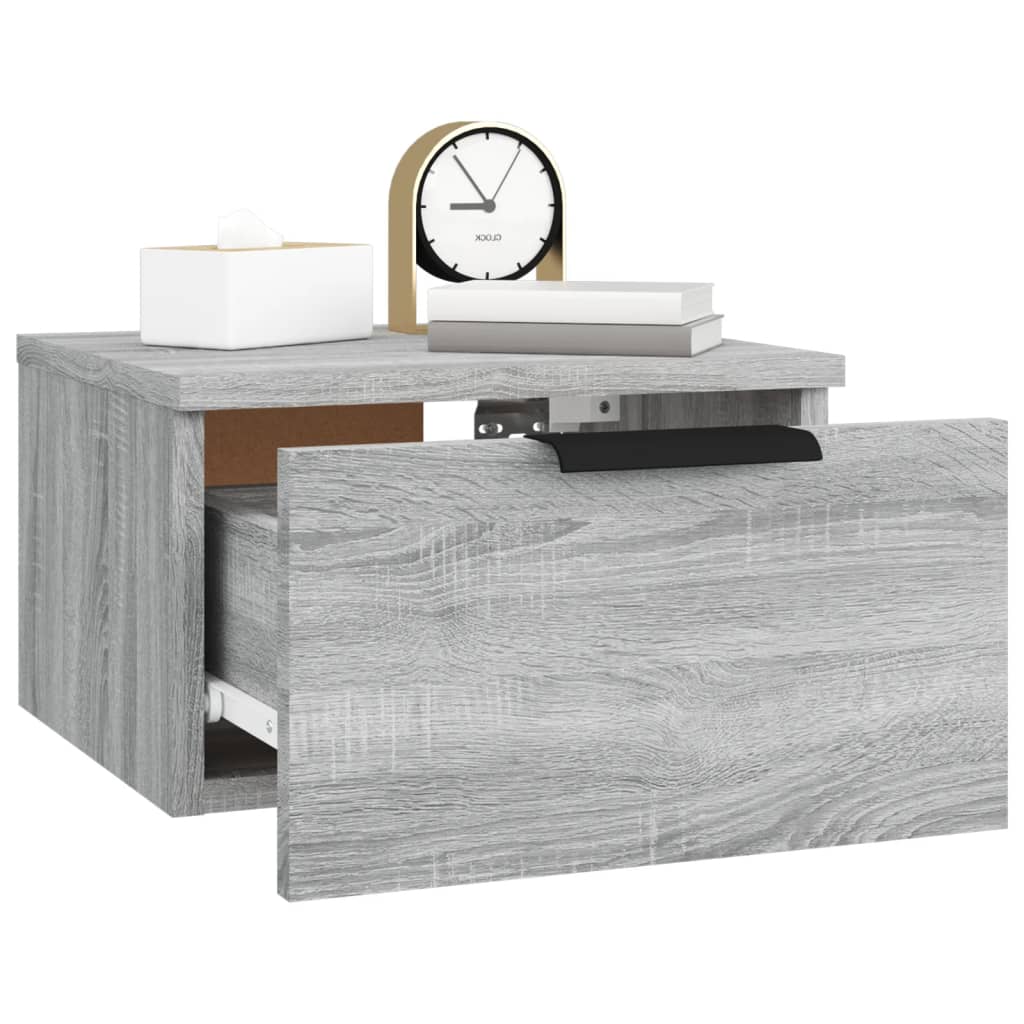 vidaXL Wand-Nachttische 2 Stk. Grau Sonoma 34x30x20 cm