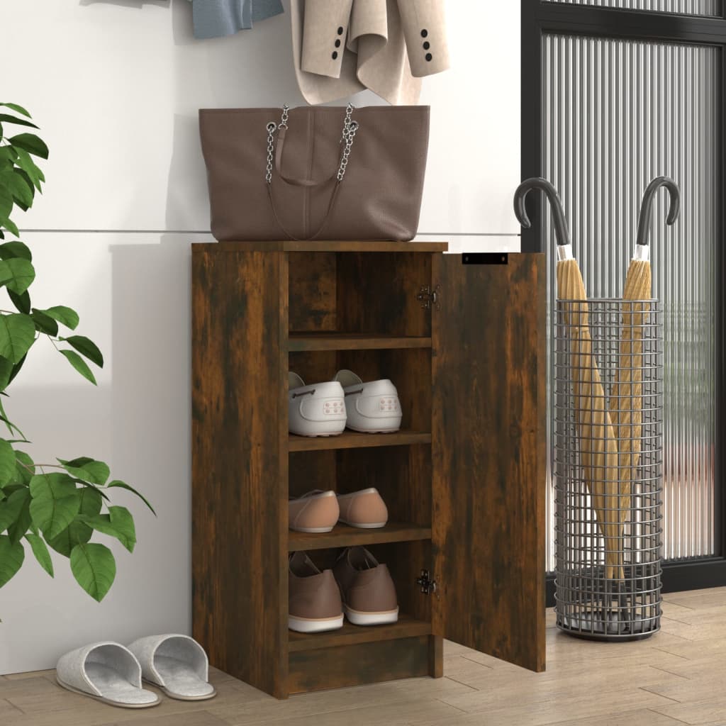 vidaXL Meuble à chaussures chêne fumé 30x35x70 cm bois d'ingénierie