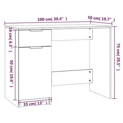 vidaXL Bureau Gris Sonoma 100x50x75 cm Bois d'ingénierie