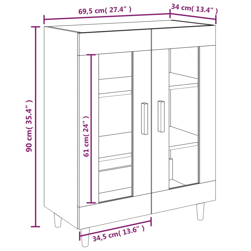 vidaXL Sideboard Räuchereiche 69,5x34x90 cm Holzwerkstoff