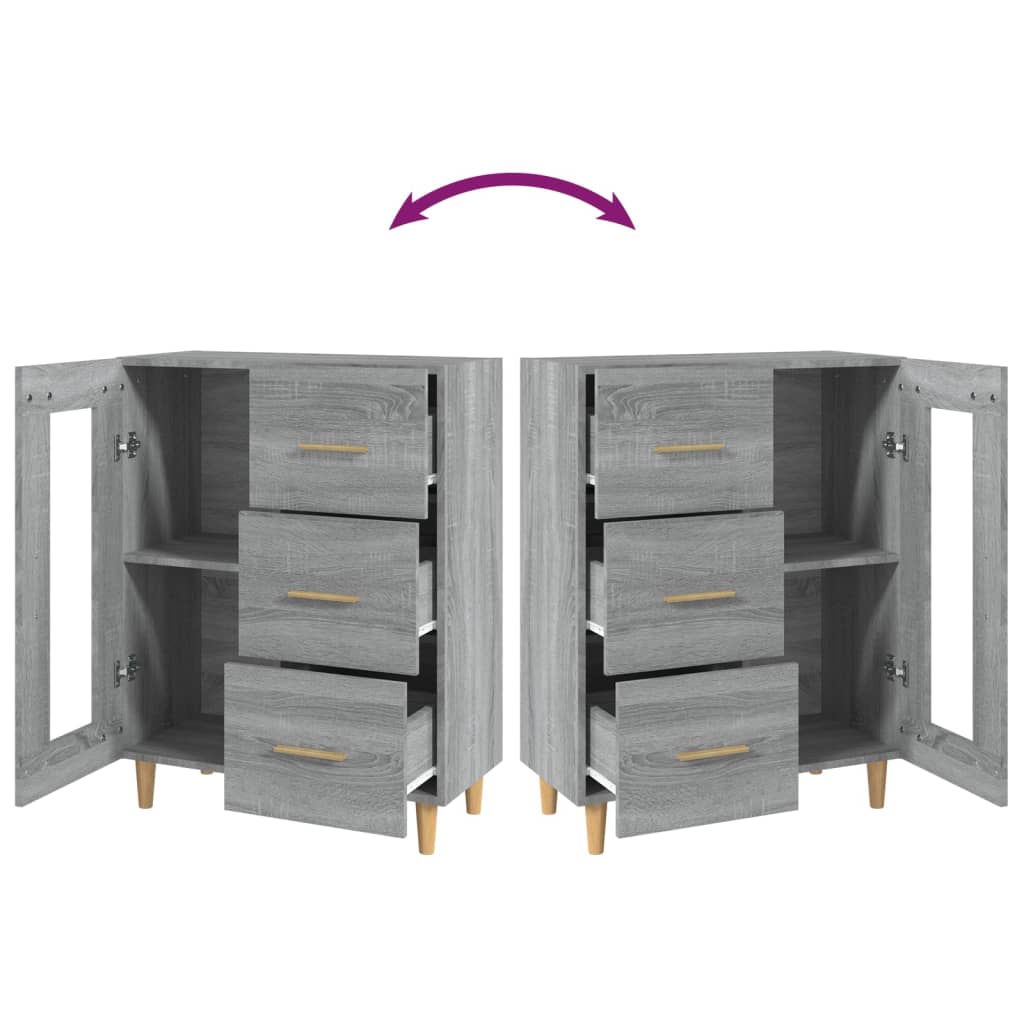 vidaXL Buffet en aggloméré gris chêne sonoma 69,5x34x90 cm