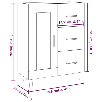 vidaXL Buffet en aggloméré gris chêne sonoma 69,5x34x90 cm