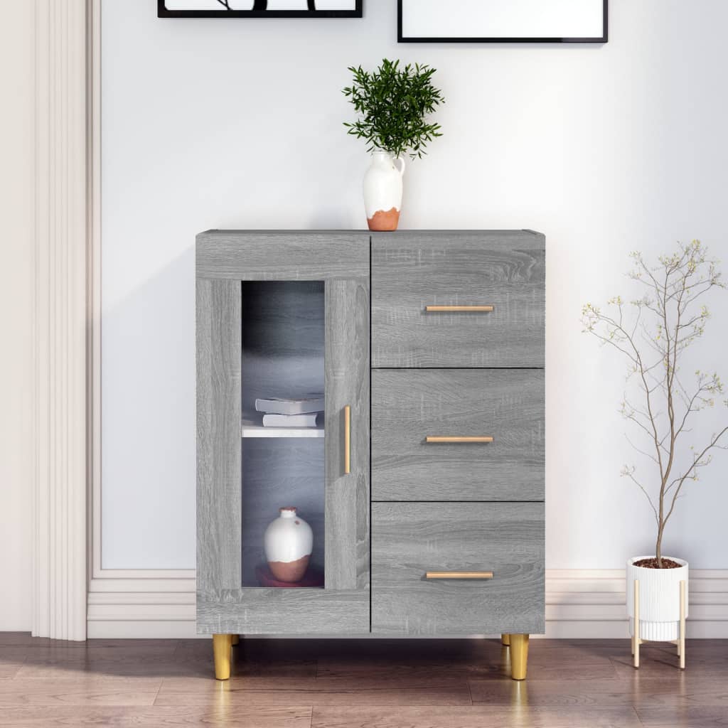 vidaXL Buffet en aggloméré gris chêne sonoma 69,5x34x90 cm
