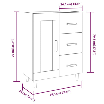 vidaXL Sideboard Räuchereiche 69,5x34x90 cm Holzwerkstoff
