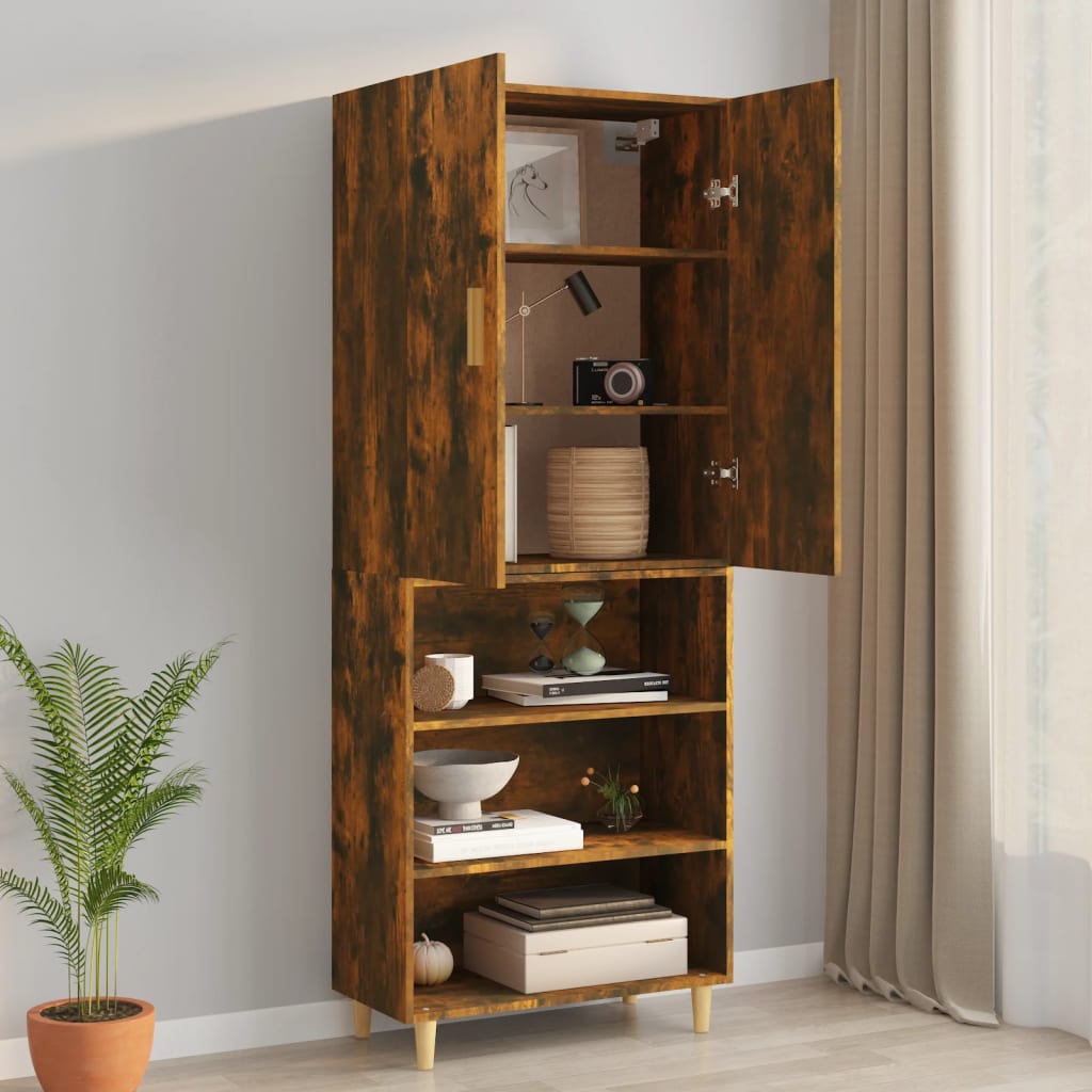 vidaXL Meuble haut chêne fumé 69,5x34x90 cm