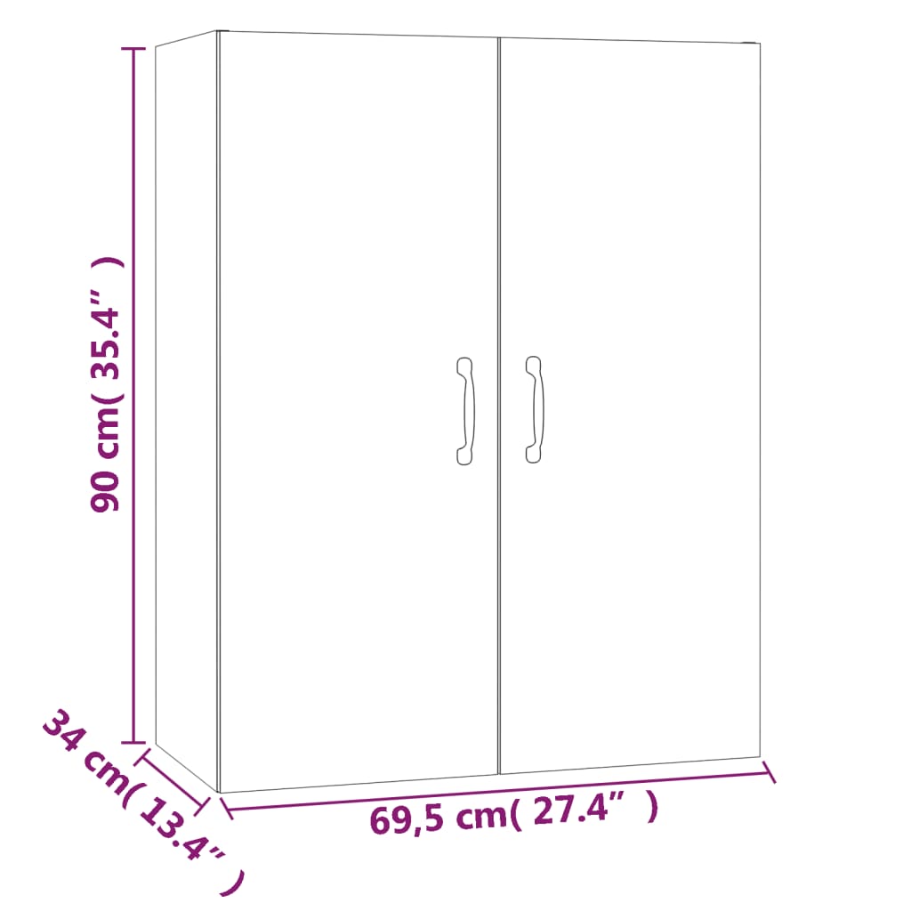 vidaXL Armoire murale chêne fumé 69,5x34x90 cm bois d'ingénierie