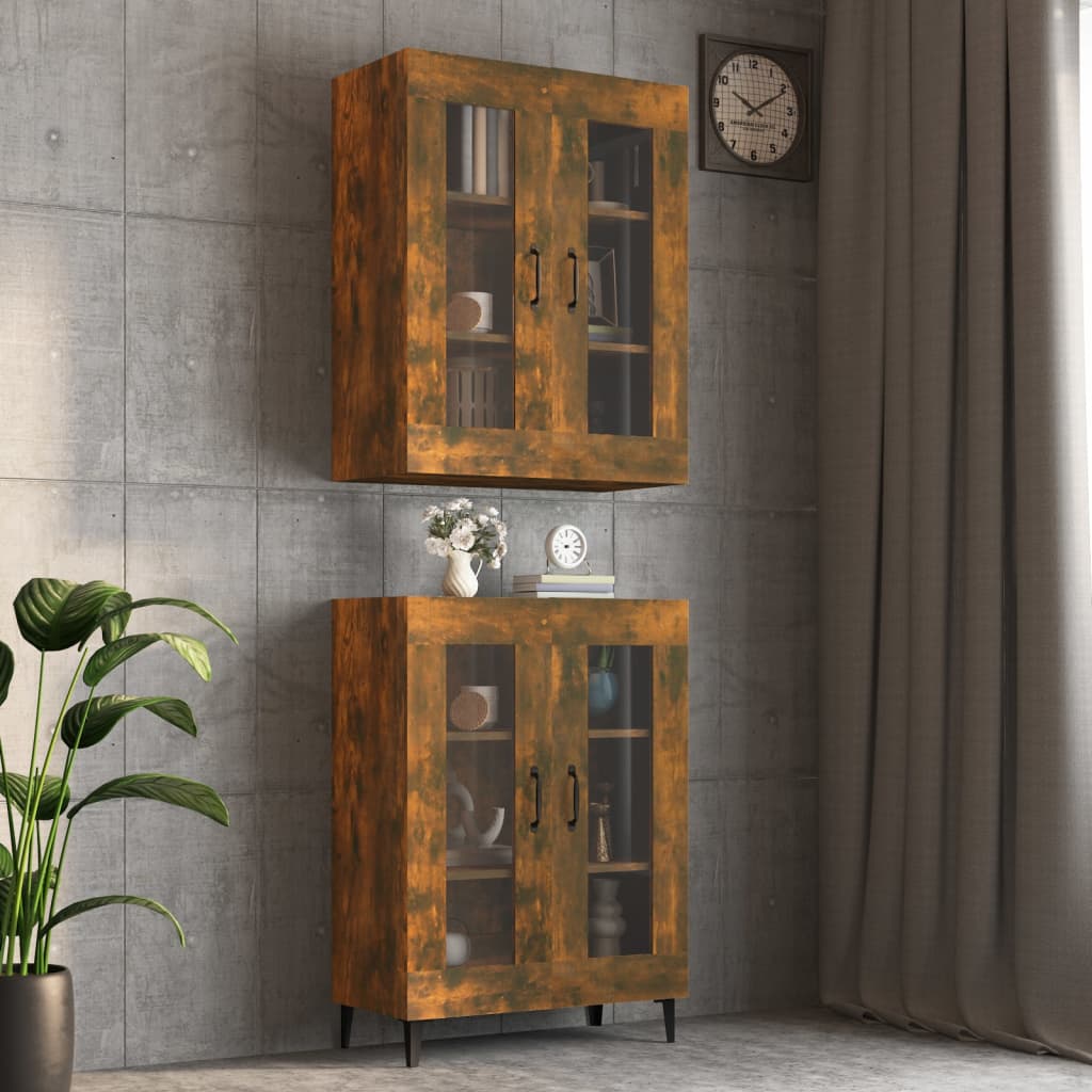 vidaXL Meuble haut chêne fumé 69,5x34x90 cm
