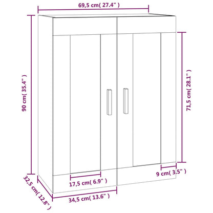 vidaXL Wandschrank Grau Sonoma 69,5x32,5x90 cm Holzwerkstoff