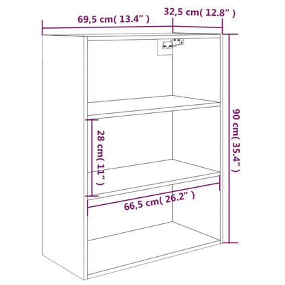 vidaXL Meuble haut chêne fumé 69,5x32,5x90 cm