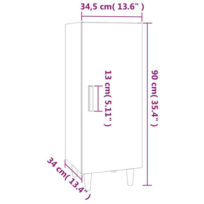 vidaXL Bahut gris Sonoma 34,5x34x90 cm Bois d'ingénierie