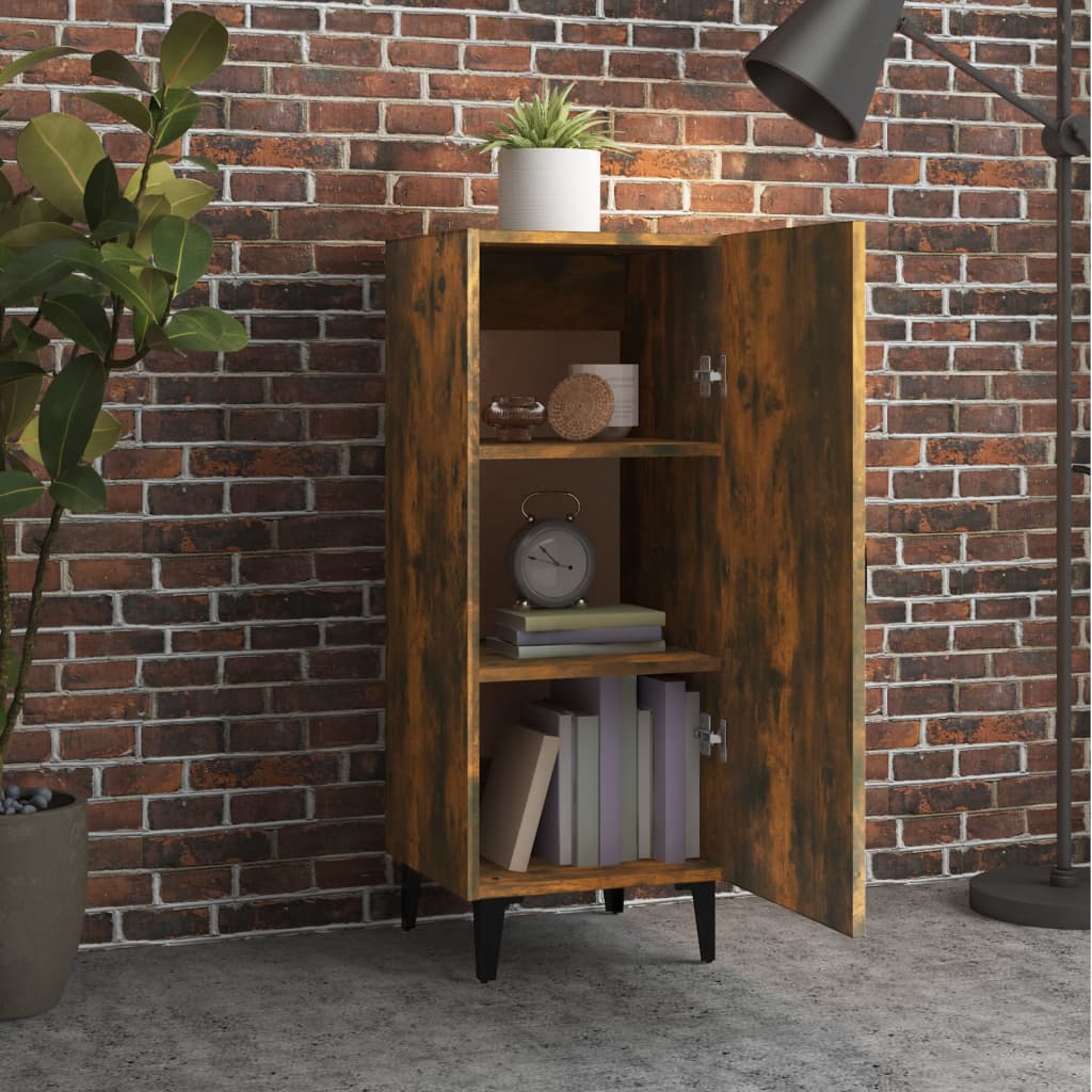 vidaXL Commode Chêne fumé 34,5x34x90 cm Bois d'ingénierie
