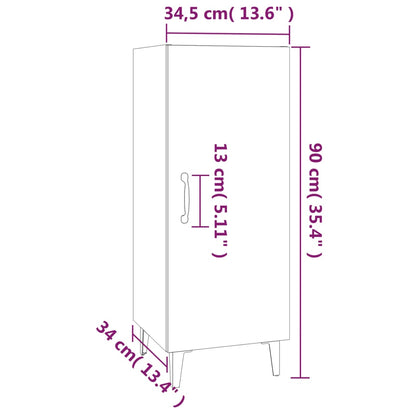 vidaXL Commode Chêne fumé 34,5x34x90 cm Bois d'ingénierie