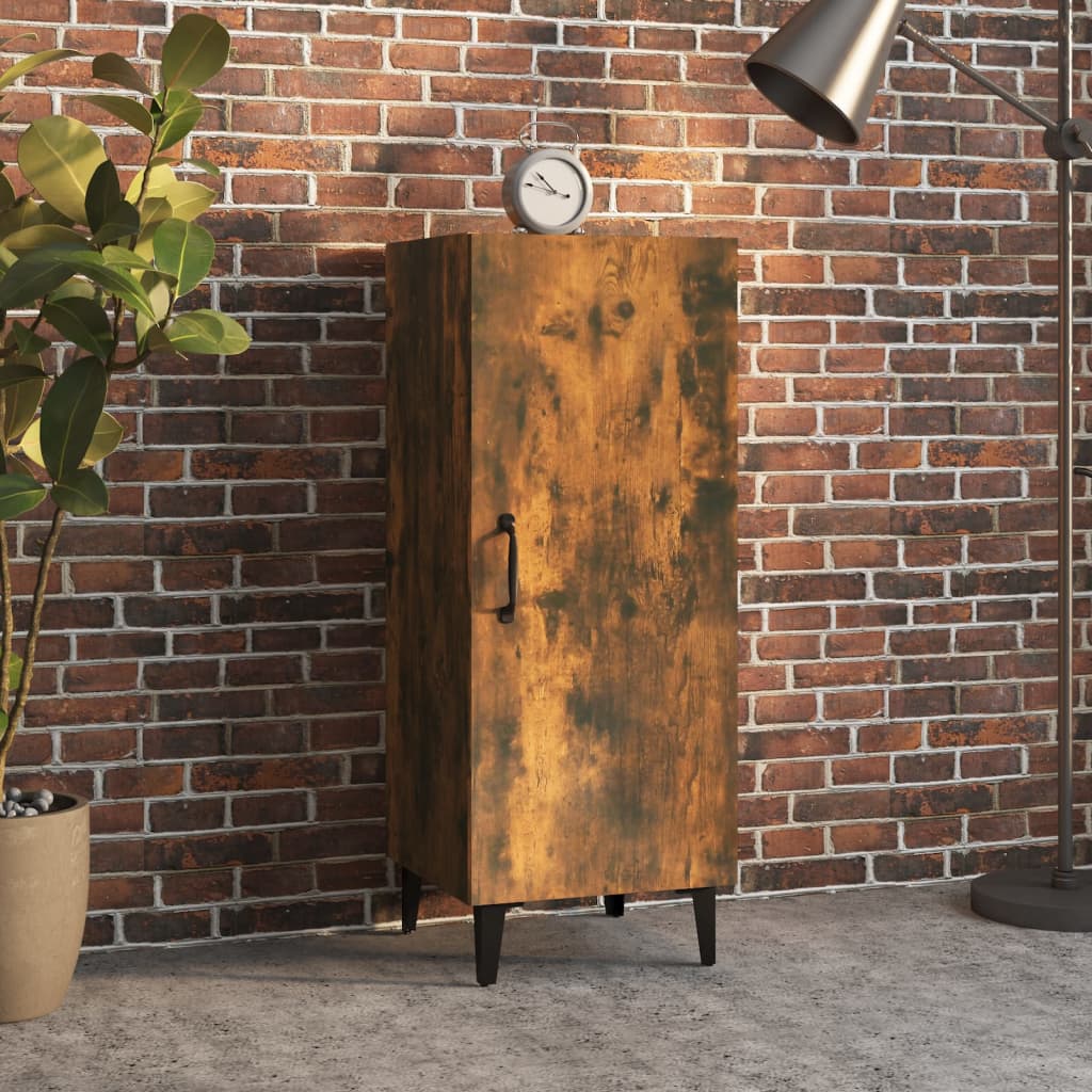 vidaXL Commode Chêne fumé 34,5x34x90 cm Bois d'ingénierie