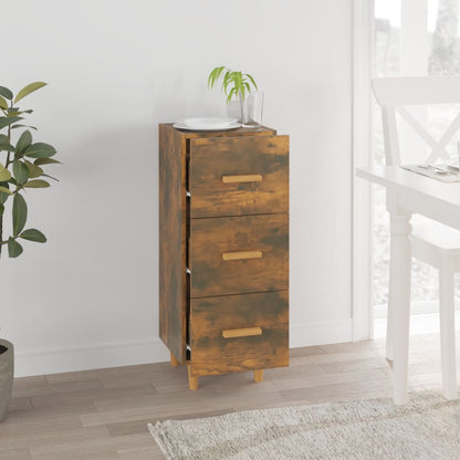 vidaXL Commode Chêne fumé 34,5x34x90 cm Bois d'ingénierie